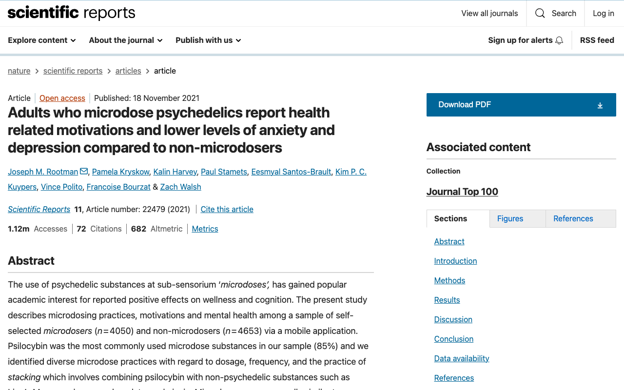 Nature study on microdosing psychedelics