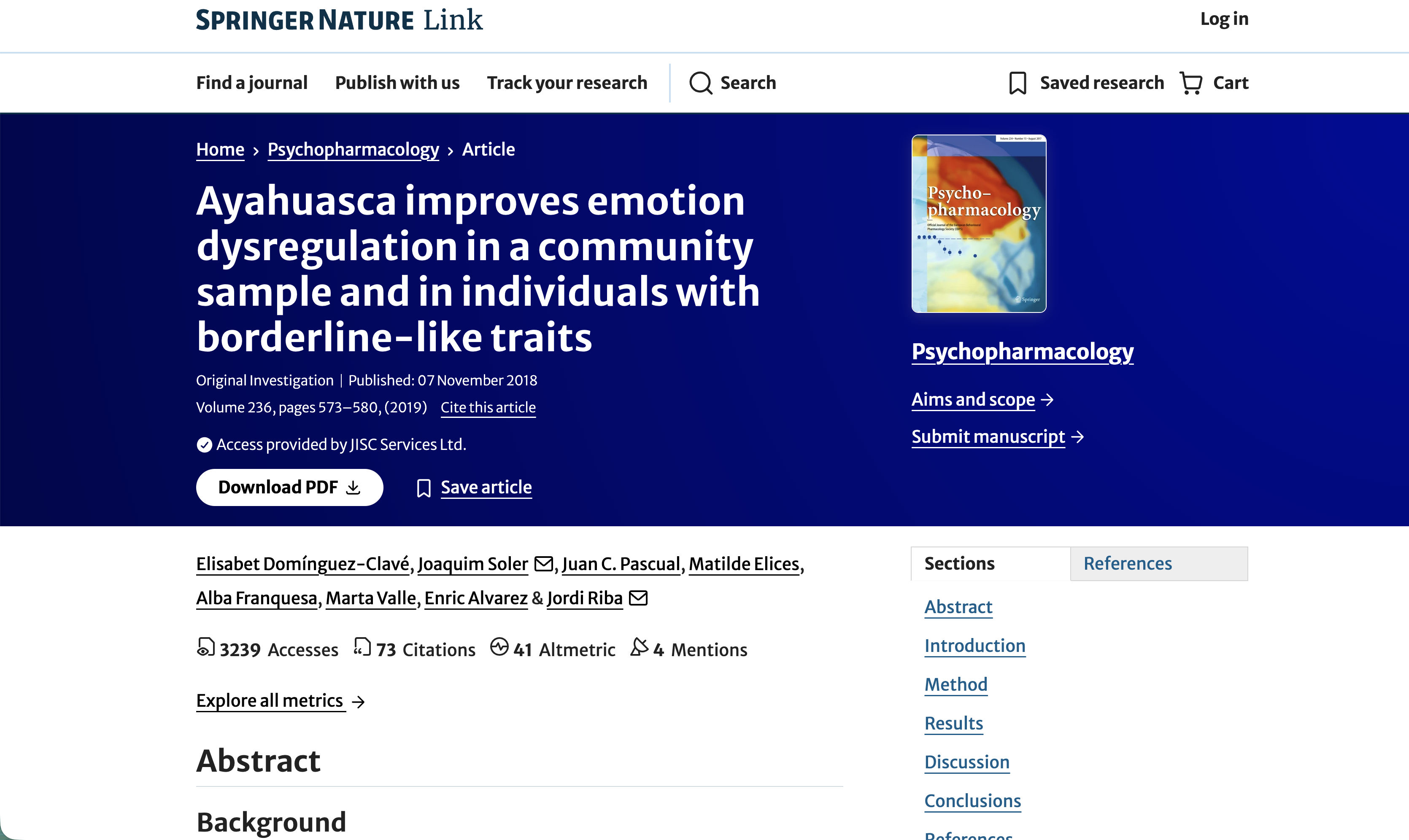 Springer/Psychopharmacology