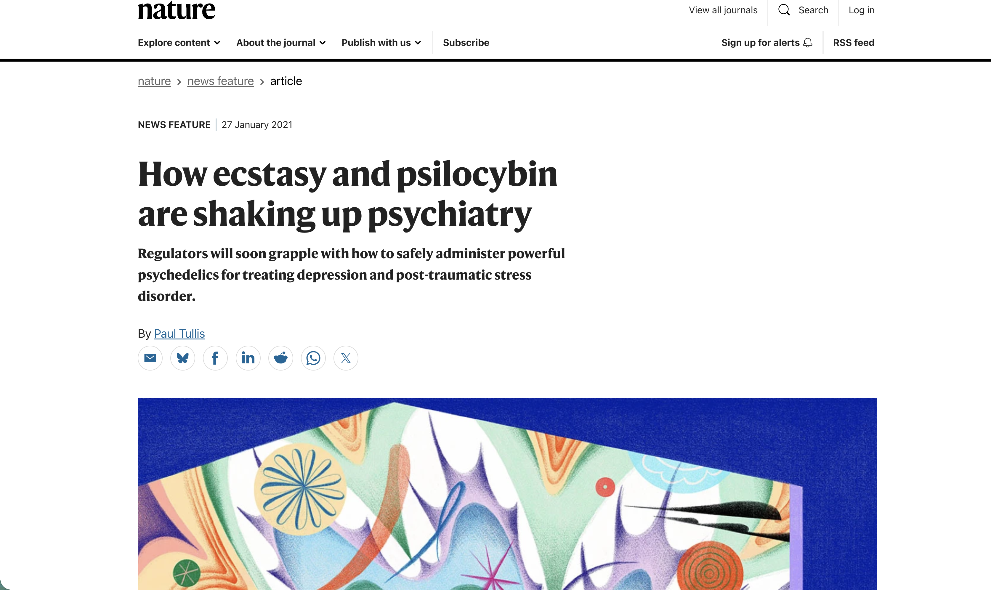 Nature article on psychedelics in psychiatry